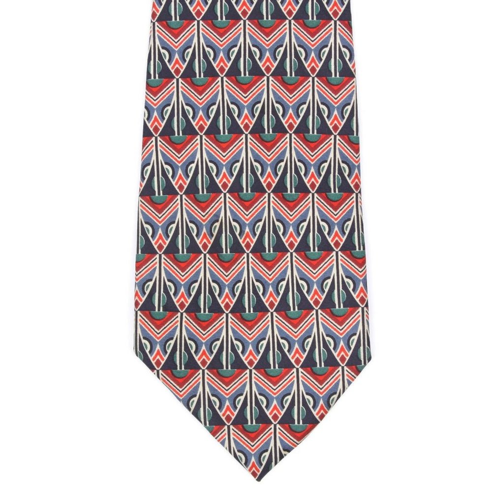 BYBLOS Detailed Aztec Shield Design Geometric Mens Silk Neck Tie